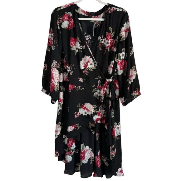 Torrid Womens Floral Georgette Wrap Tunic Blouse Top Size 2X Waterfall Front NWT - Picture 1 of 16